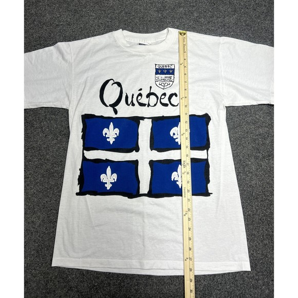 Vintage Quebec Puff Print White Graphic T-Shirt Single Stitch Size Medium - Picture 5 of 6